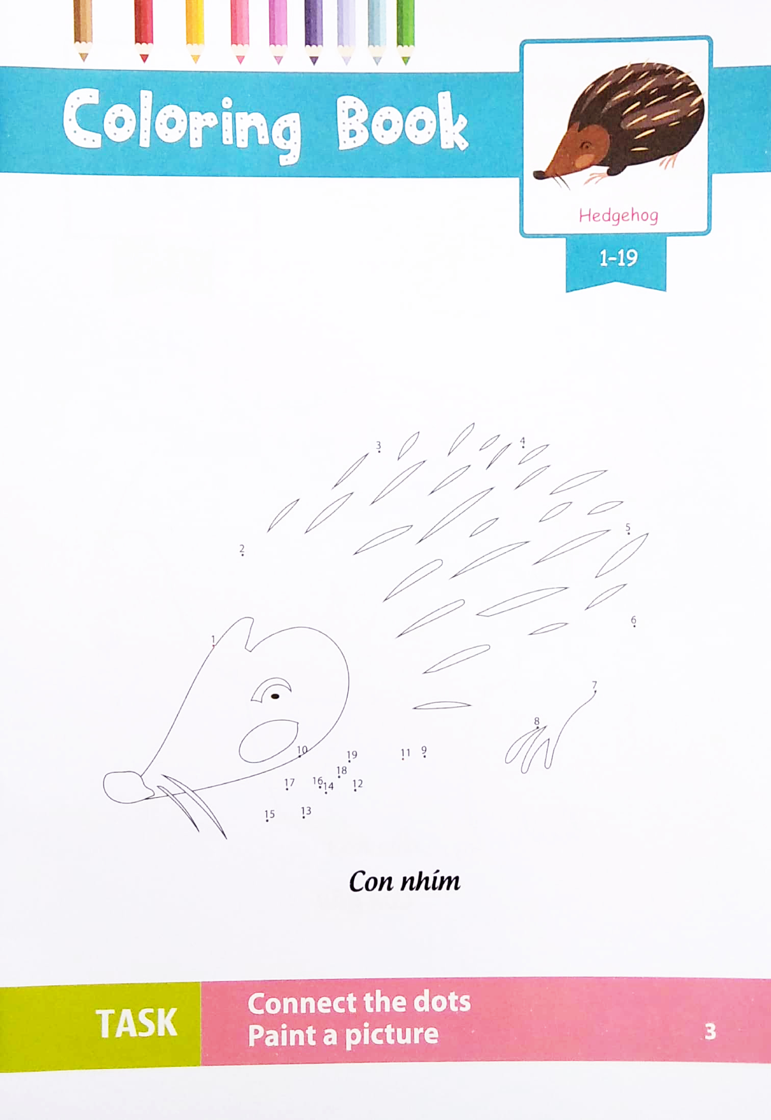 dot to dot coloring book - nối số & tô màu - động vật hoang dã