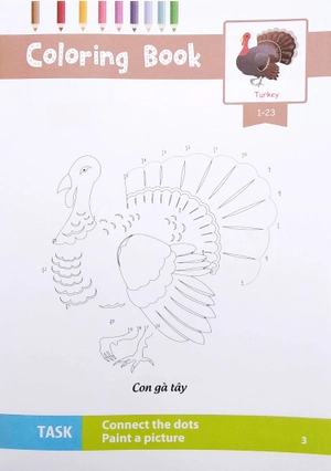 dot to dot coloring book - nối số & tô màu - động vật nuôi