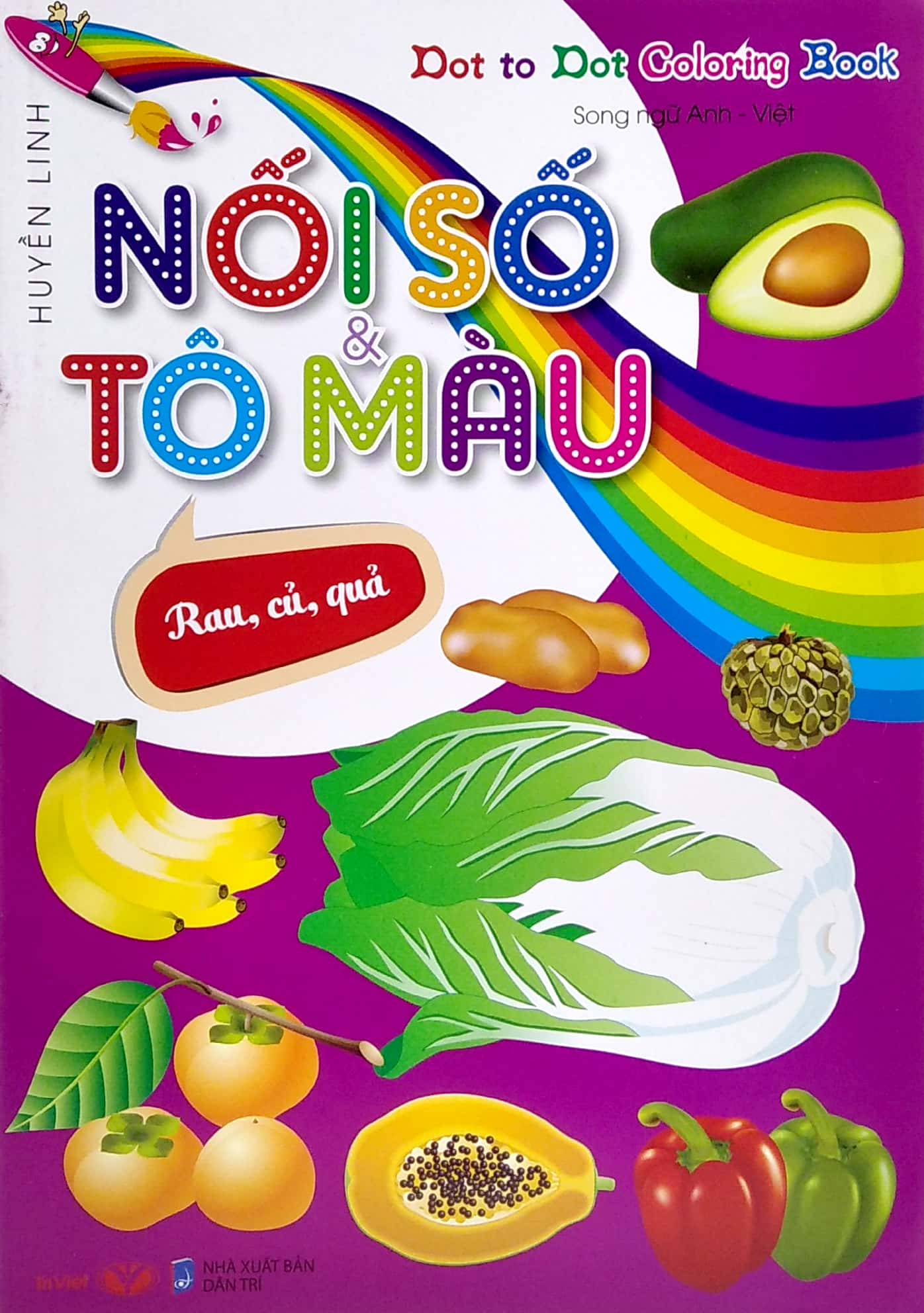 dot to dot coloring book - nối số & tô màu - rau, củ, quả