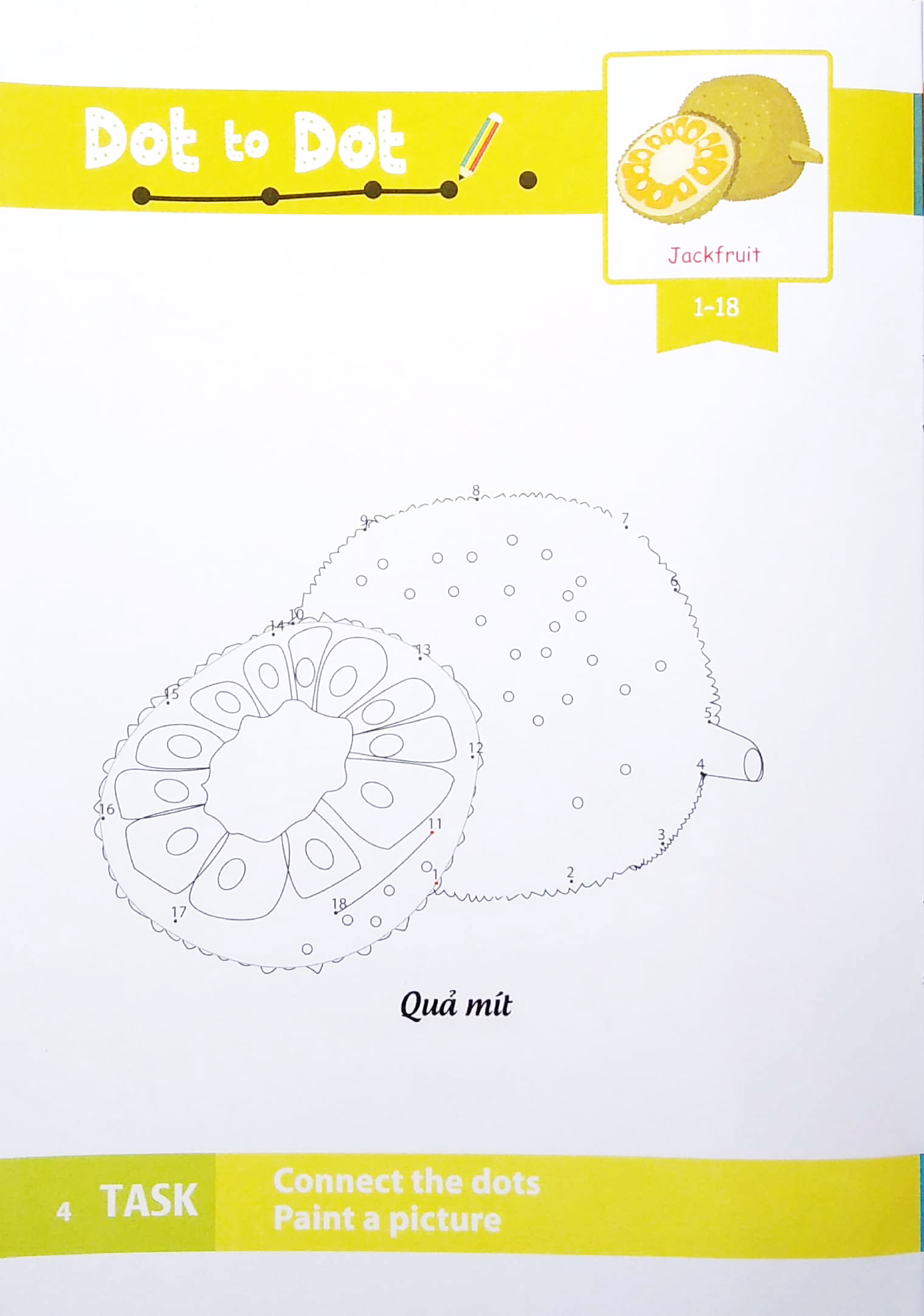 dot to dot coloring book - nối số & tô màu - rau, củ, quả