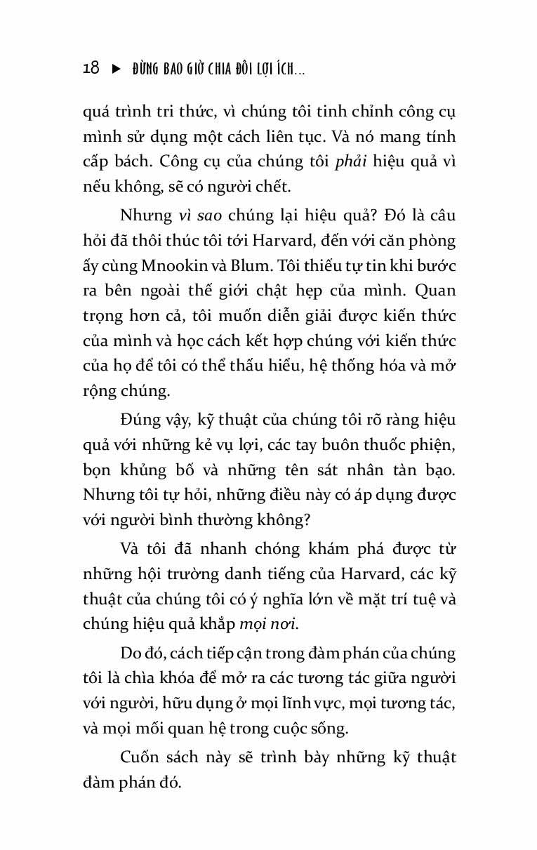 đừng bao giờ chia đôi lợi ích trong mọi cuộc đàm phán