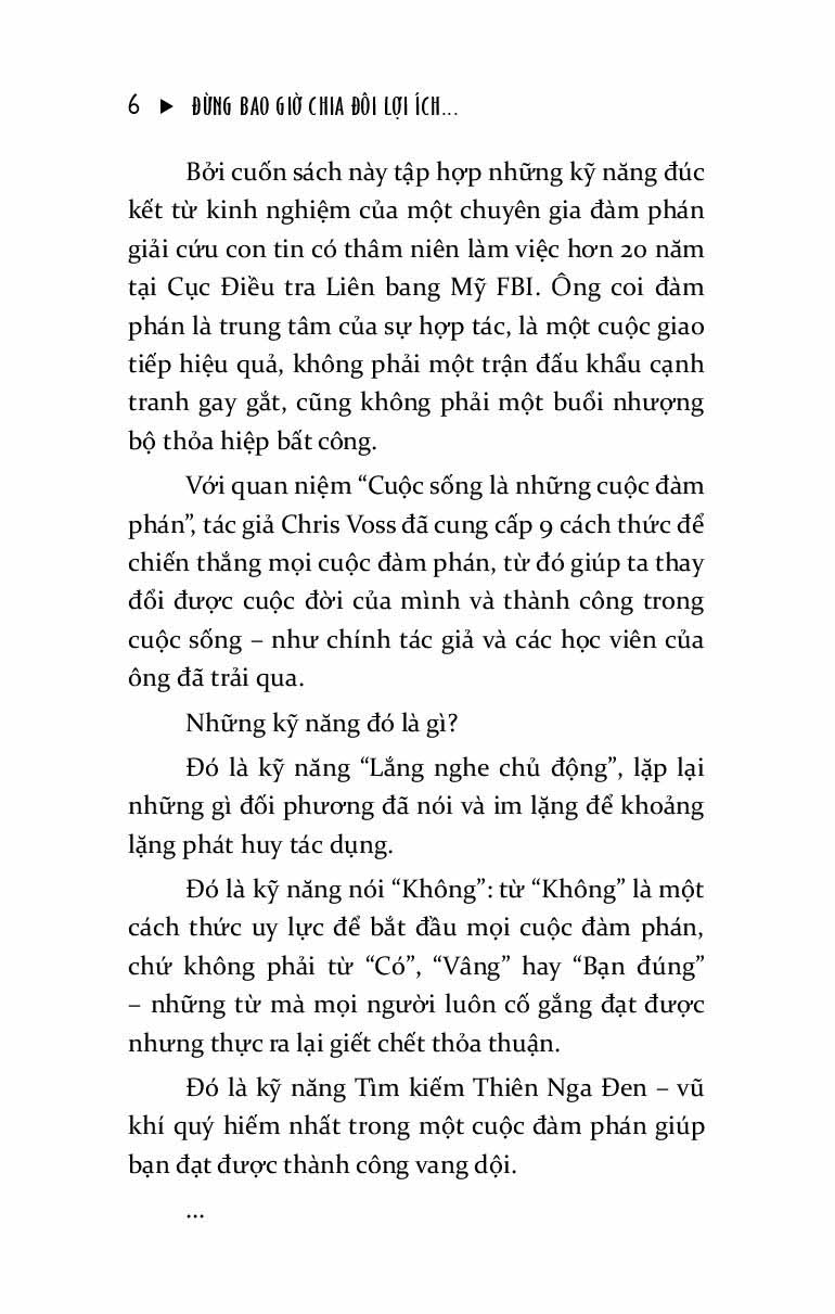 đừng bao giờ chia đôi lợi ích trong mọi cuộc đàm phán