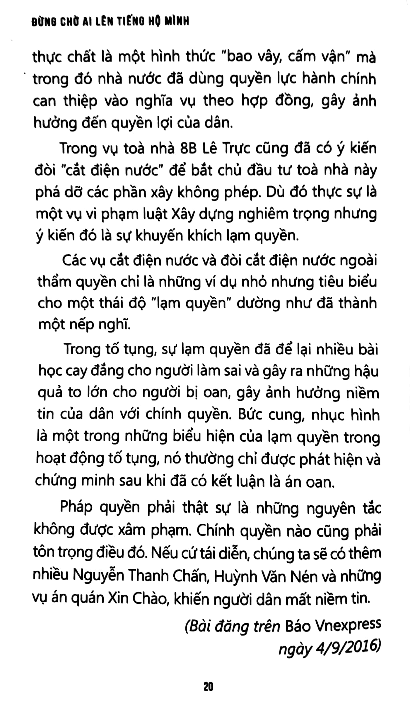 đừng chờ ai lên tiếng hộ mình