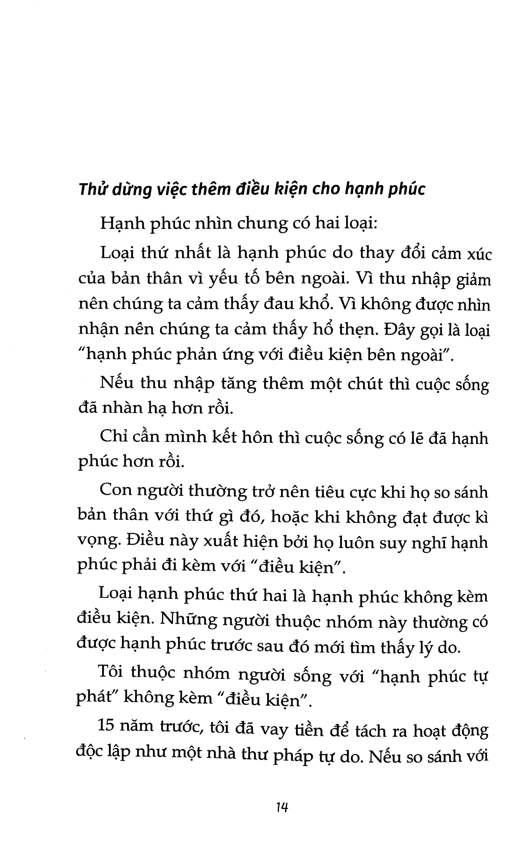đừng thêm điều kiện cho hạnh phúc - sổ tay hoán đổi tiêu cực thành tích cực