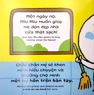 ehon kĩ năng sống - miu miu tự lập: dọn nhà (từ 1 - 6 tuổi) (song ngữ anh - việt)