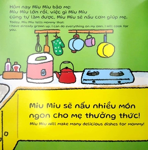 ehon kĩ năng sống - miu miu tự lập: học làm bếp (từ 1 - 6 tuổi) (song ngữ anh - việt)