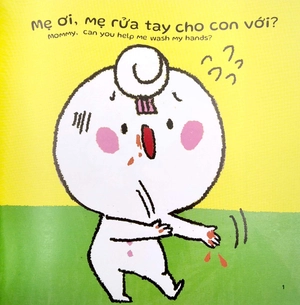 ehon kĩ năng sống - miu miu tự lập: rửa tay (từ 1 - 6 tuổi) (song ngữ anh - việt)