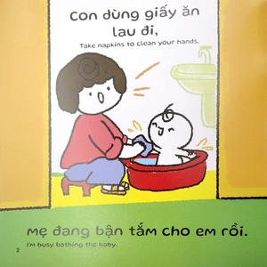 ehon kĩ năng sống - miu miu tự lập: rửa tay (từ 1 - 6 tuổi) (song ngữ anh - việt)
