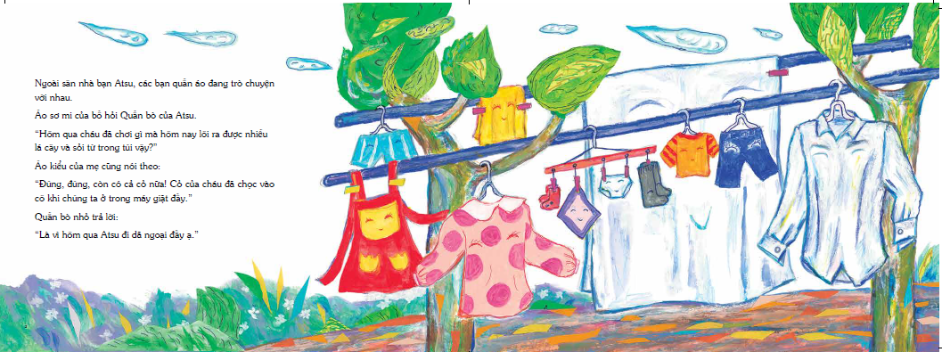 ehon - mọt sách mogu - chuyến dã ngoại của quần áo (từ 3 - 6 tuổi)