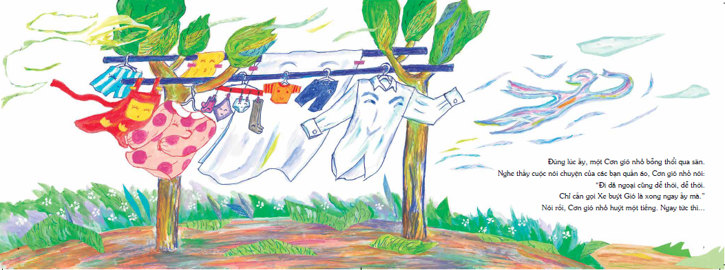 ehon - mọt sách mogu - chuyến dã ngoại của quần áo (từ 3 - 6 tuổi)