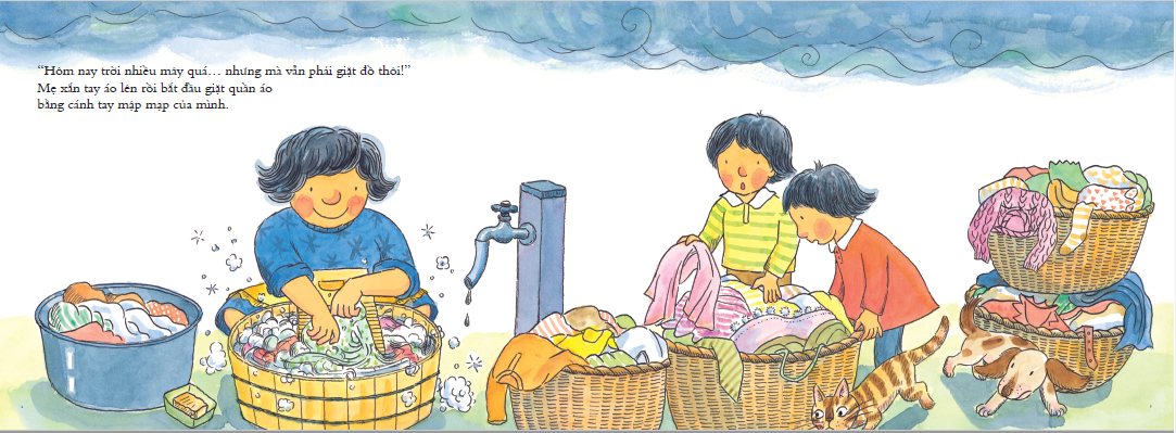 ehon nhật bản - mẹ giặt đồ ngày mây