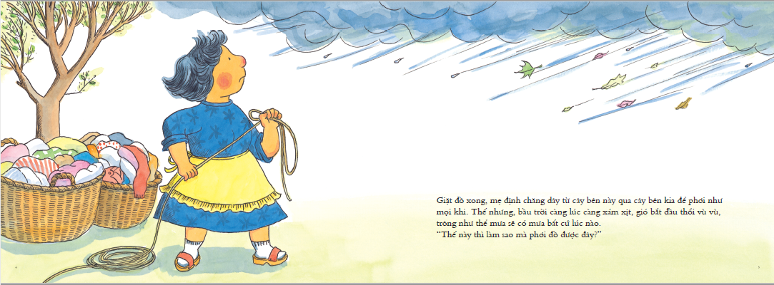 ehon nhật bản - mẹ giặt đồ ngày mây