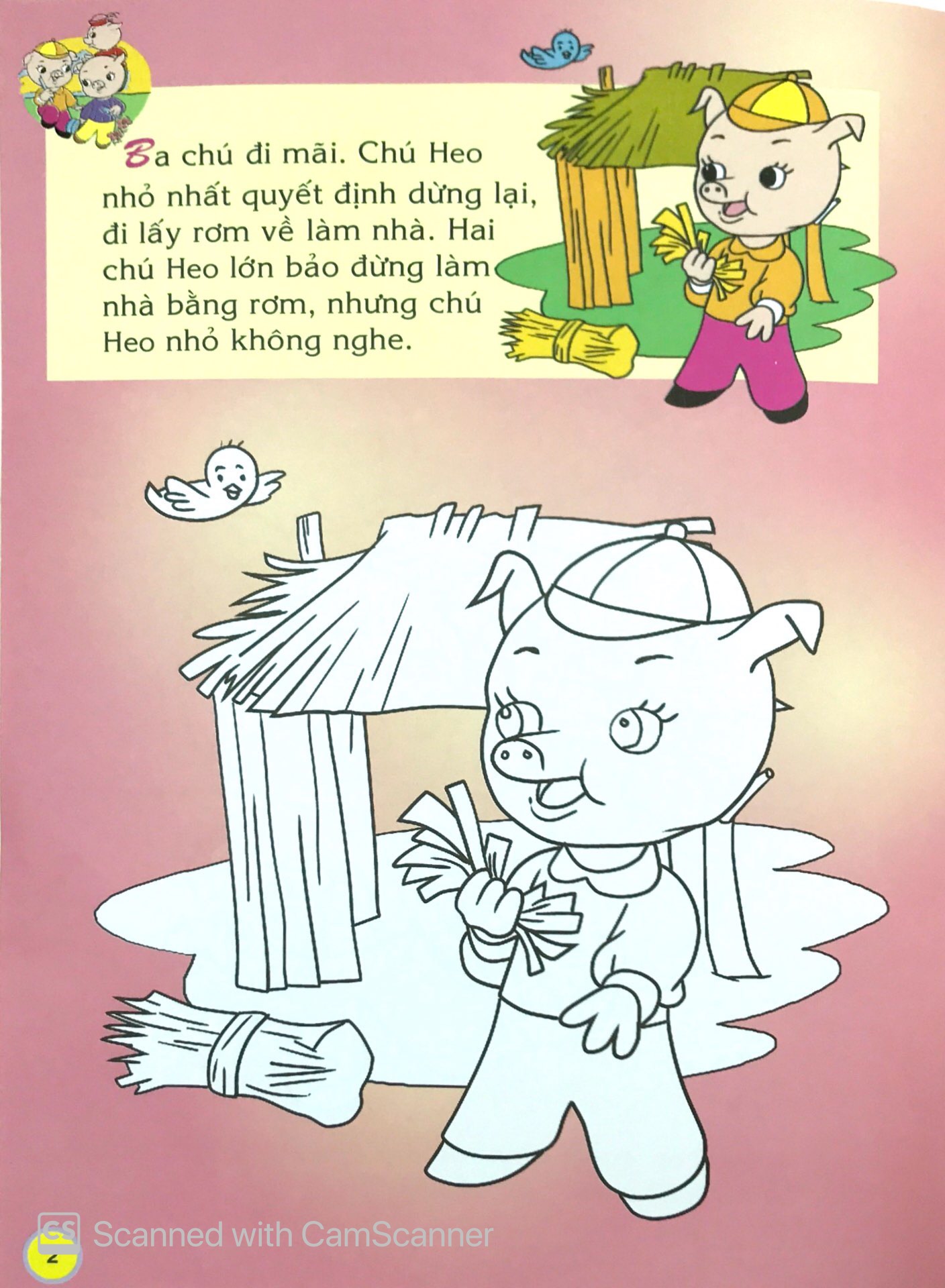 em đọc ngụ ngôn và tô màu: 3 chú heo xây nhà