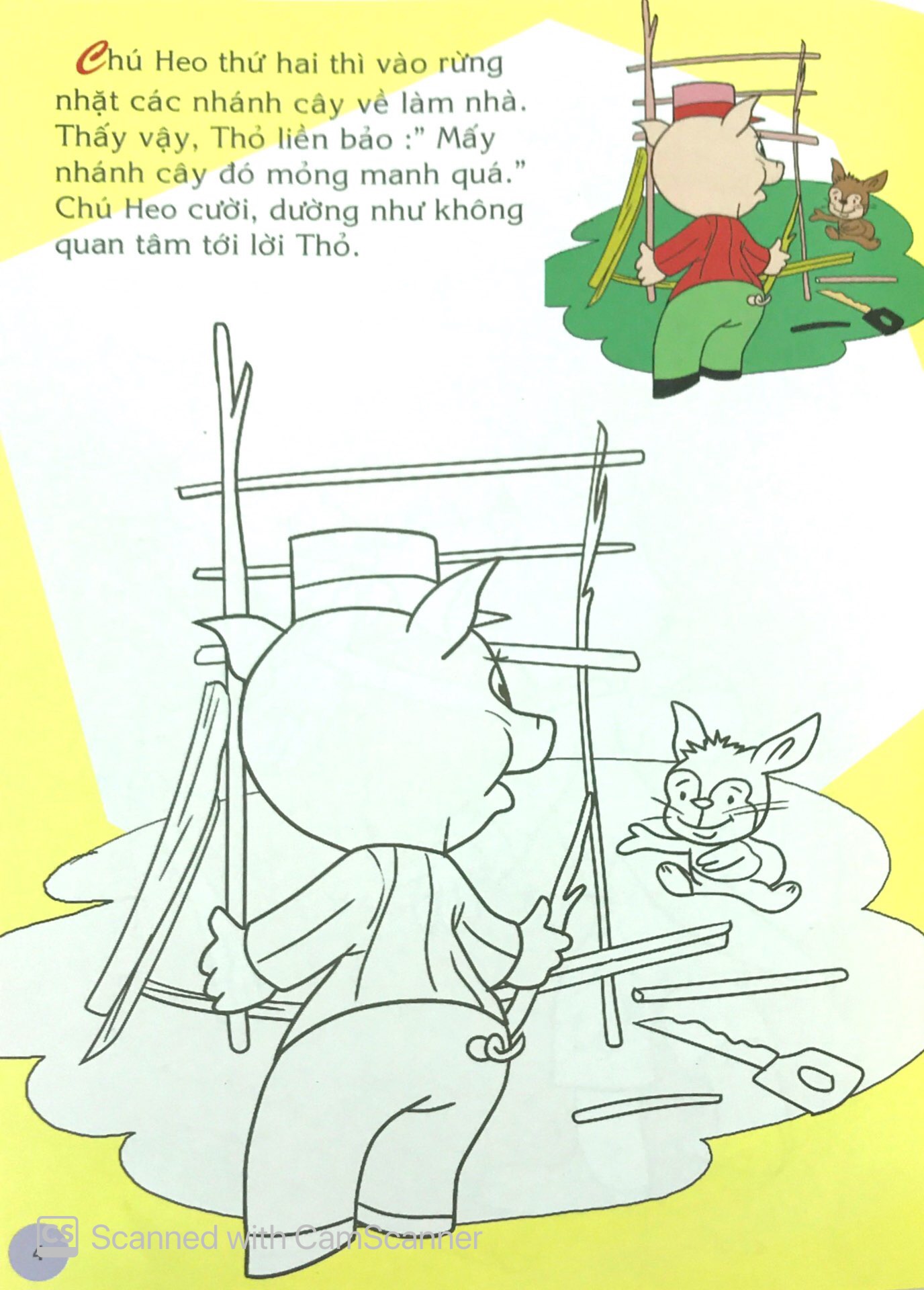 em đọc ngụ ngôn và tô màu: 3 chú heo xây nhà