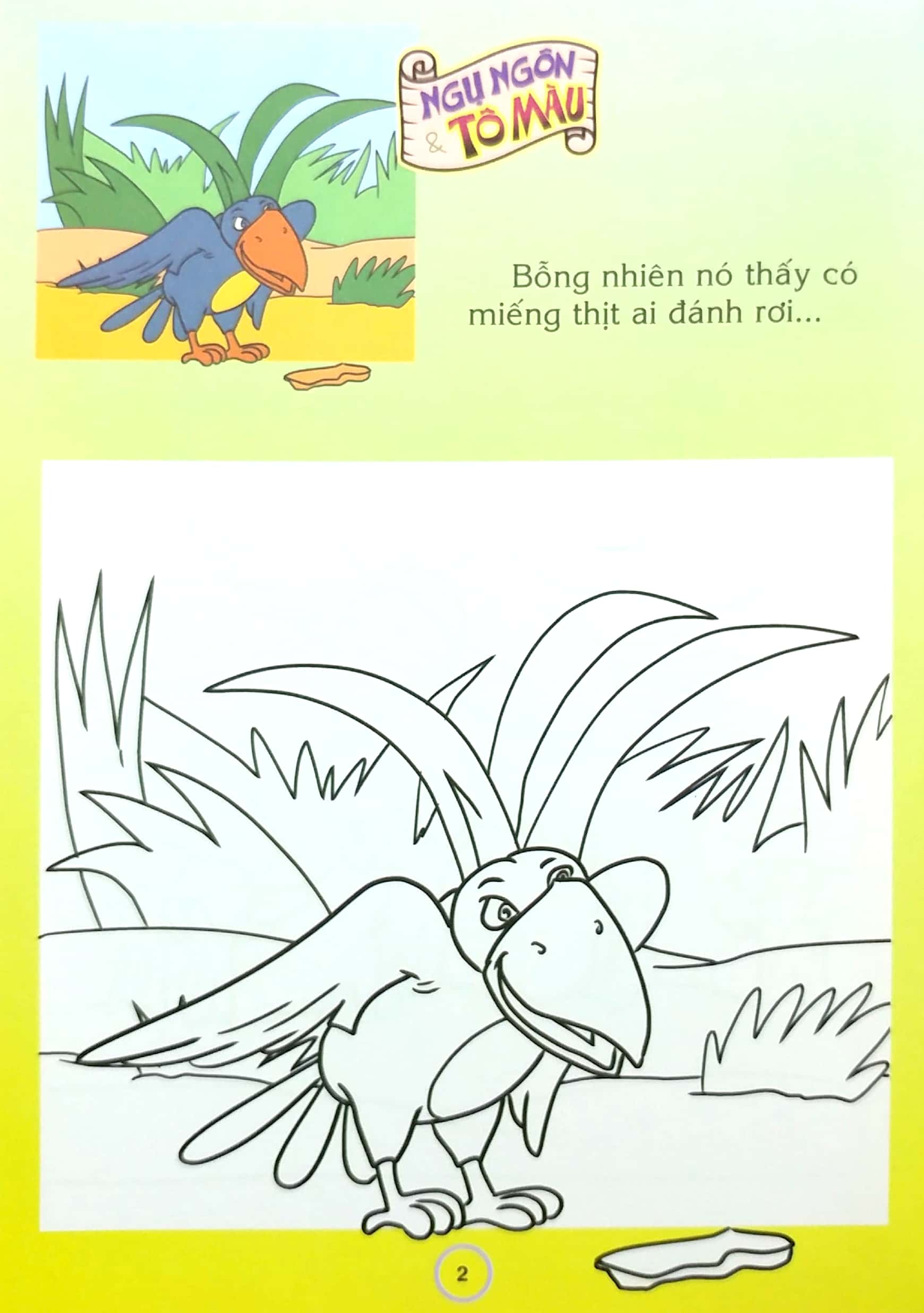 em đọc ngụ ngôn và tô màu: cáo và quạ