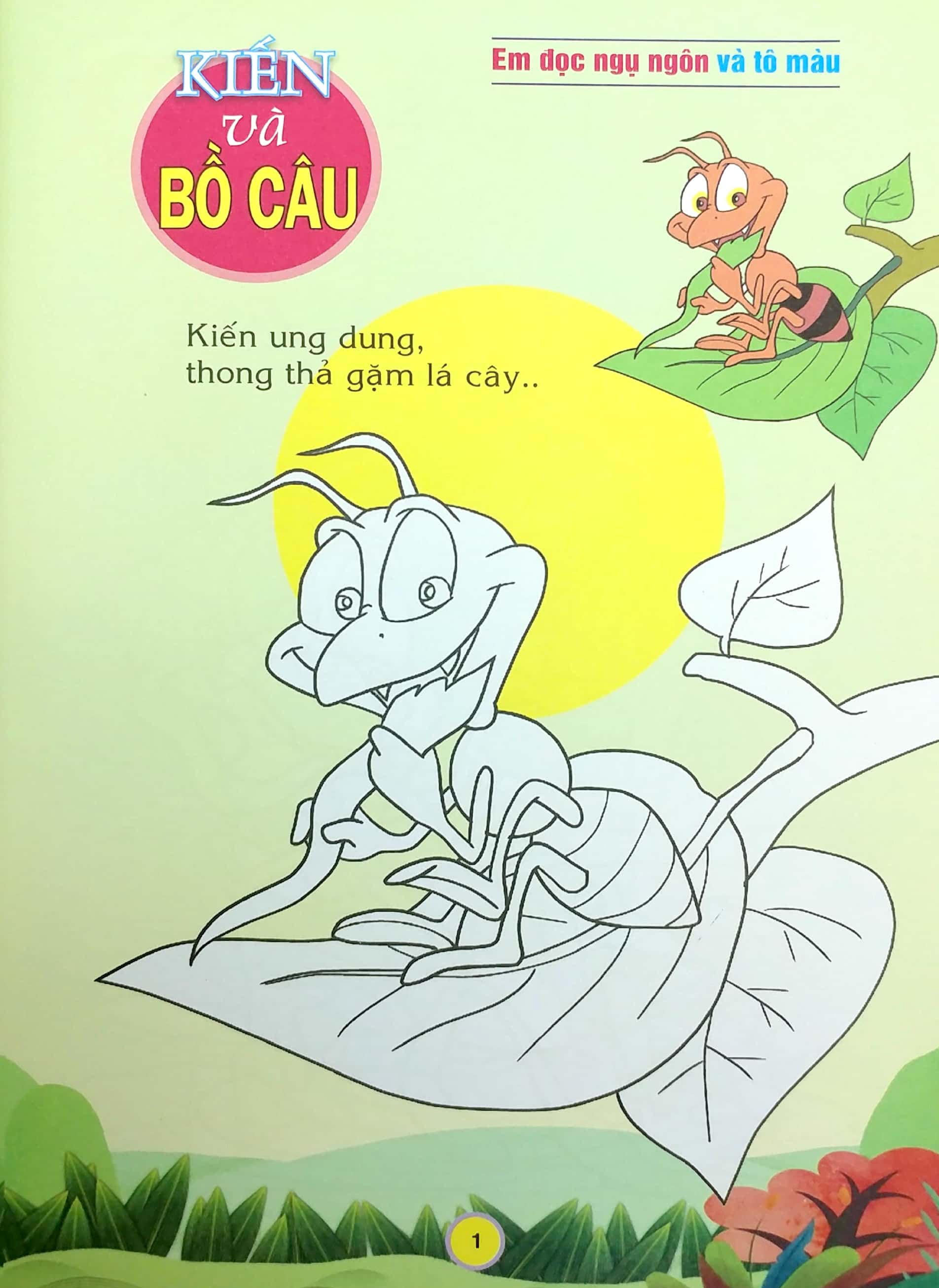 em đọc ngụ ngôn và tô màu: kiến và chim bồ câu