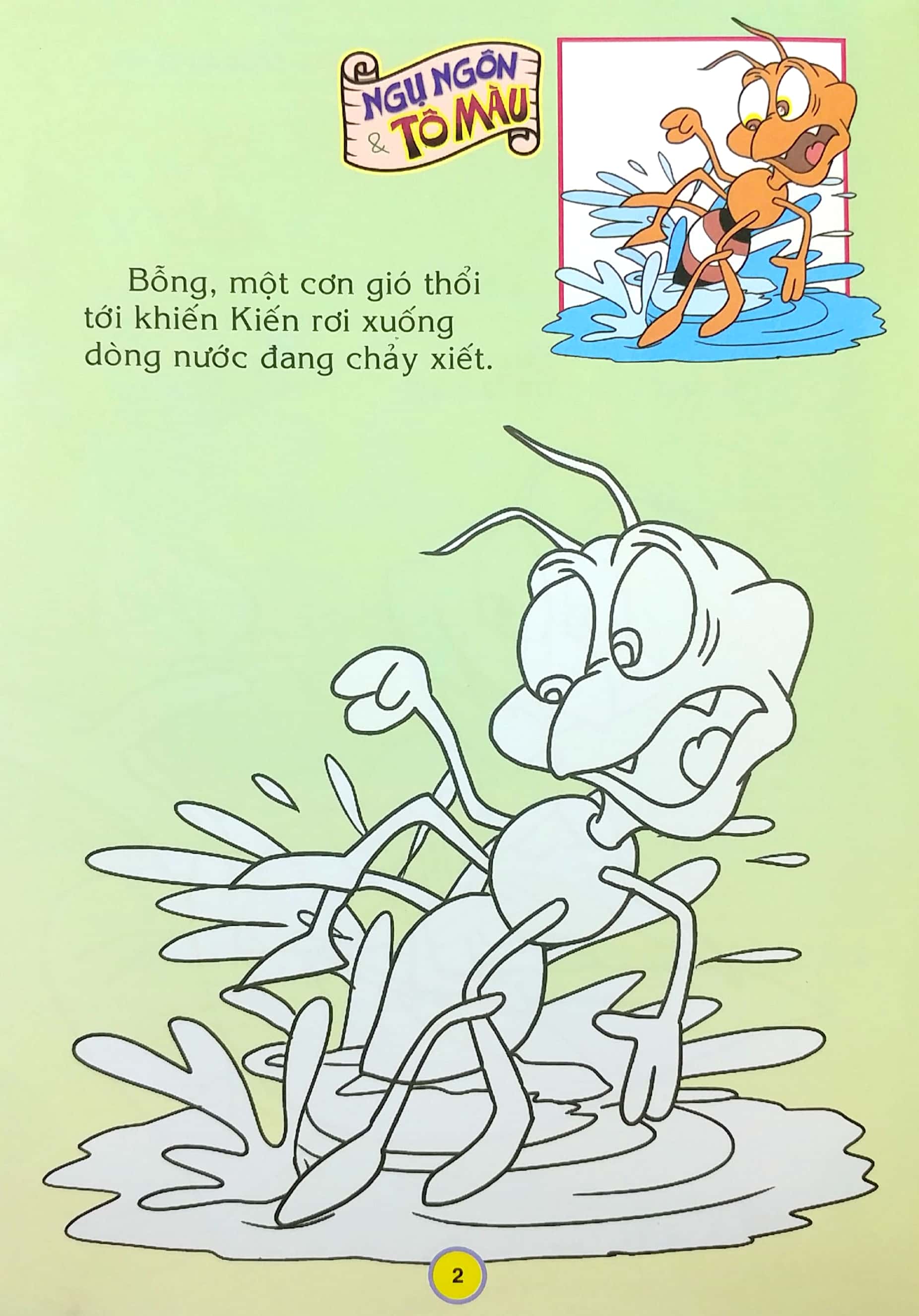 em đọc ngụ ngôn và tô màu: kiến và chim bồ câu