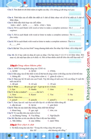 em muốn làm trạng nguyên nhỏ tuổi lớp 4
