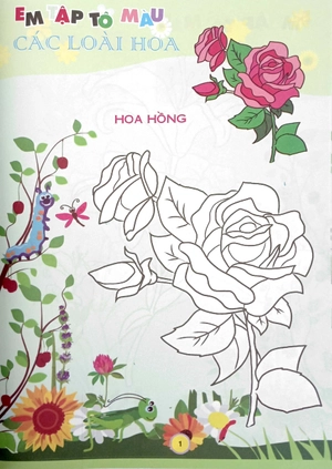 em tập tô màu - chủ đề các loài hoa (tái bản 2024)
