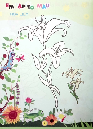 em tập tô màu - chủ đề các loài hoa (tái bản 2024)
