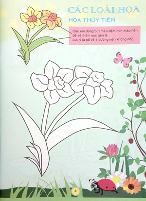 em tập tô màu - chủ đề các loài hoa (tái bản 2024)