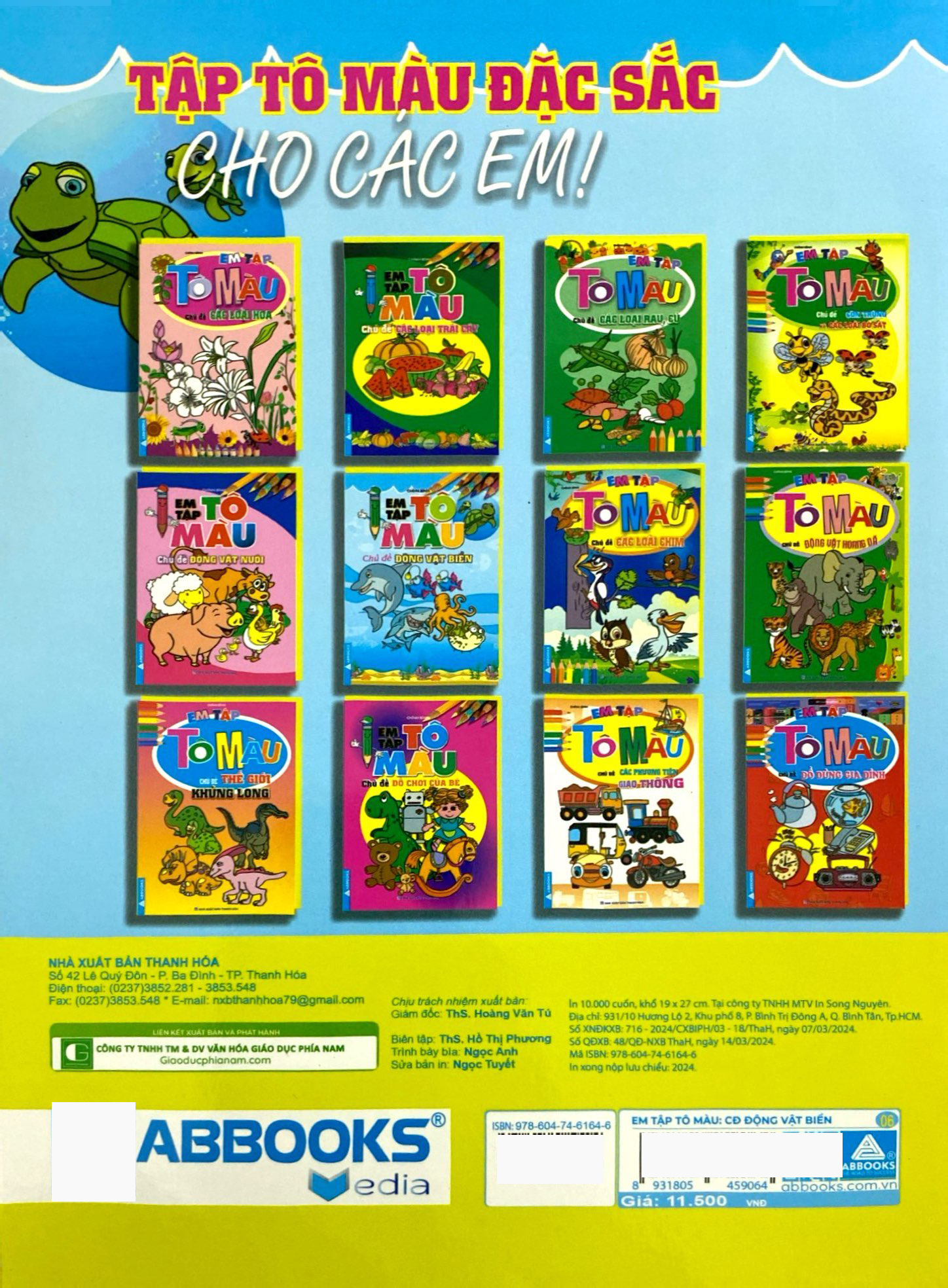 em tập tô màu - chủ đề động vật biển (tái bản 2024)