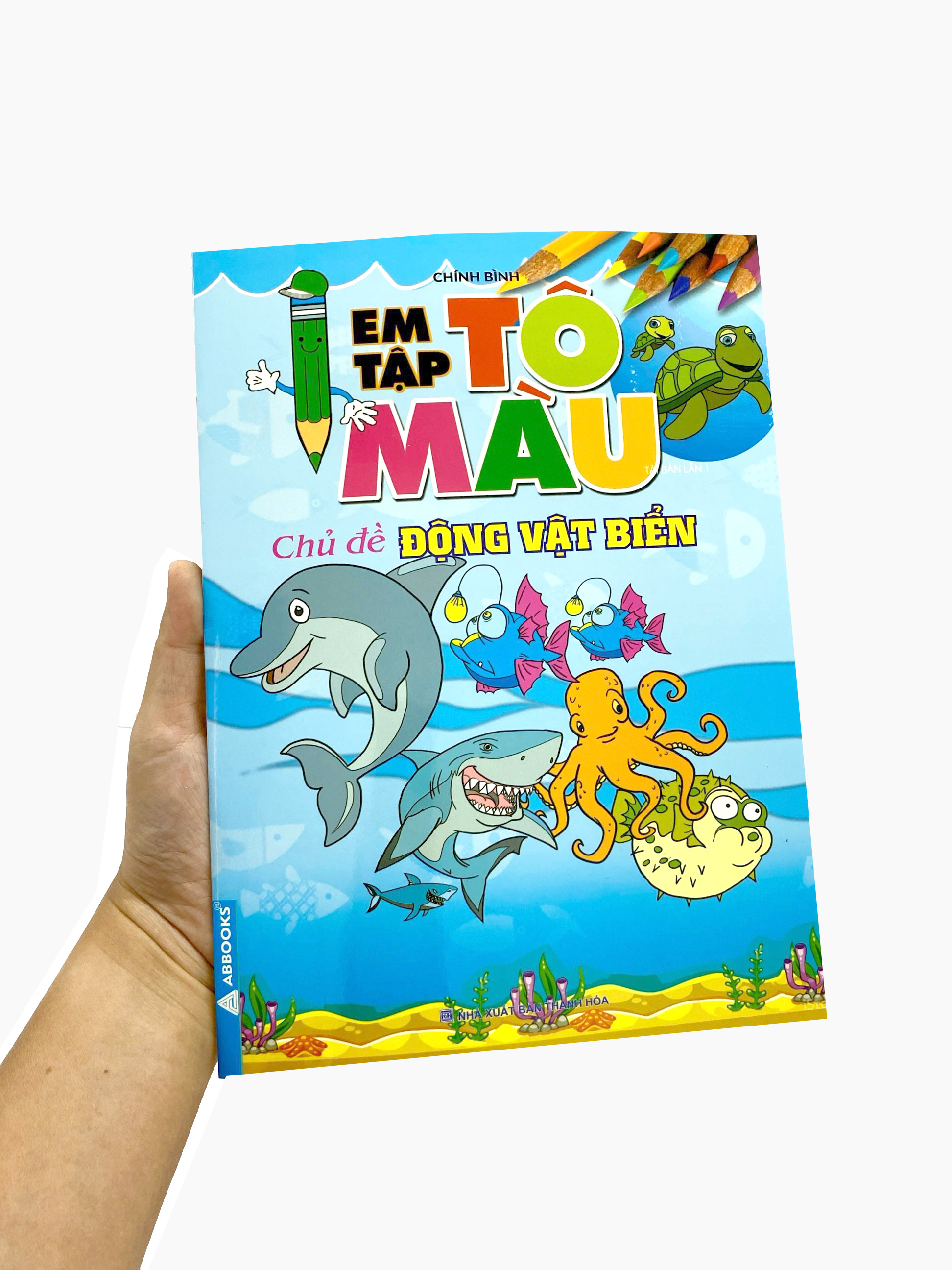 em tập tô màu - chủ đề động vật biển (tái bản 2024)