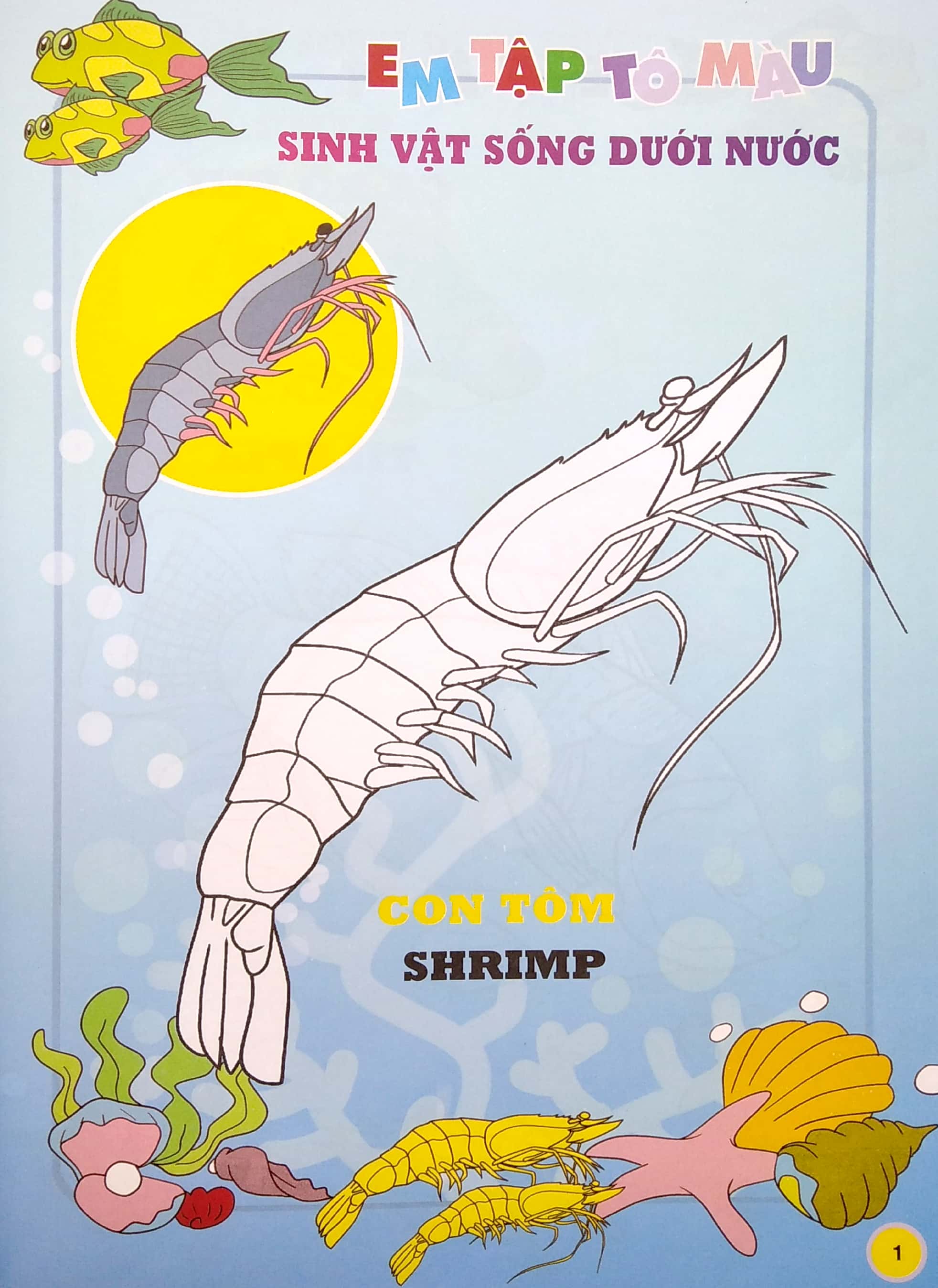 em tập tô màu - chủ đề: động vật sống dưới nước