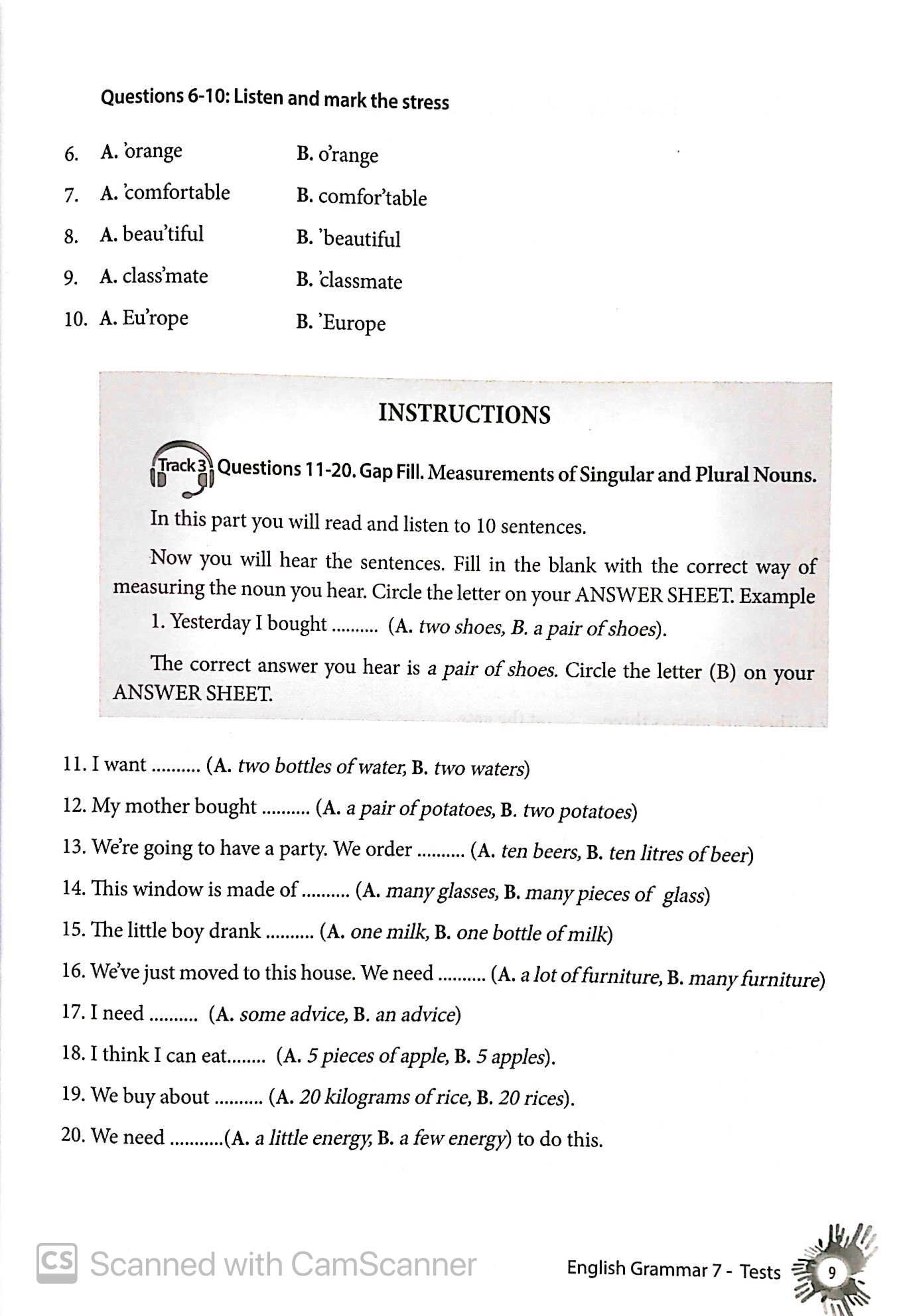 english grammar - ngữ pháp tiếng anh 7 (sách bài tập)