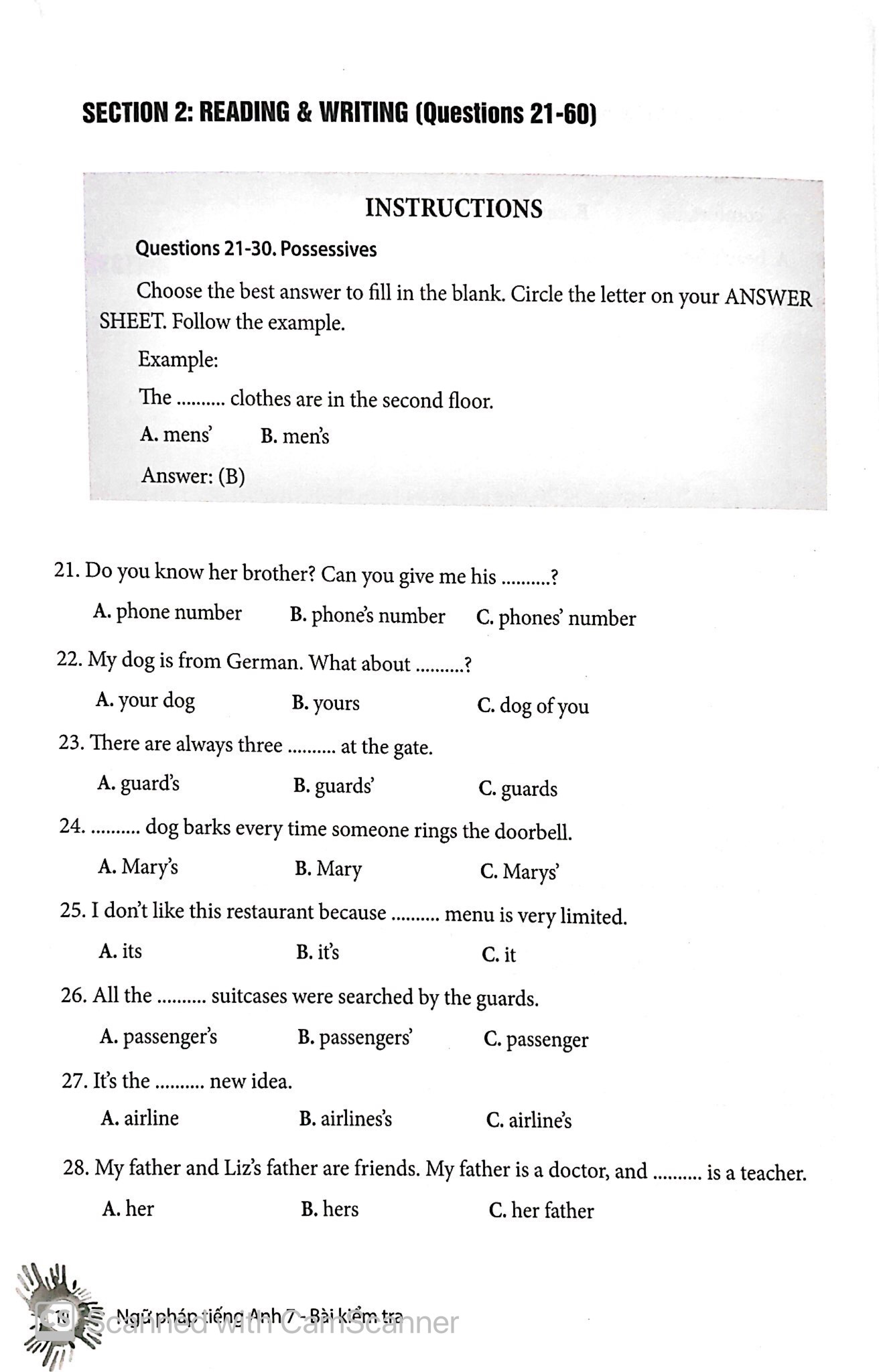 english grammar - ngữ pháp tiếng anh 7 (sách bài tập)