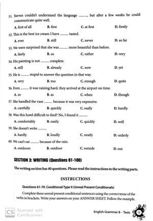 english grammar - ngữ pháp tiếng anh 8 (bài kiểm tra)
