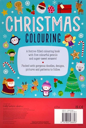 eraser pencil toppers: christmas colouring