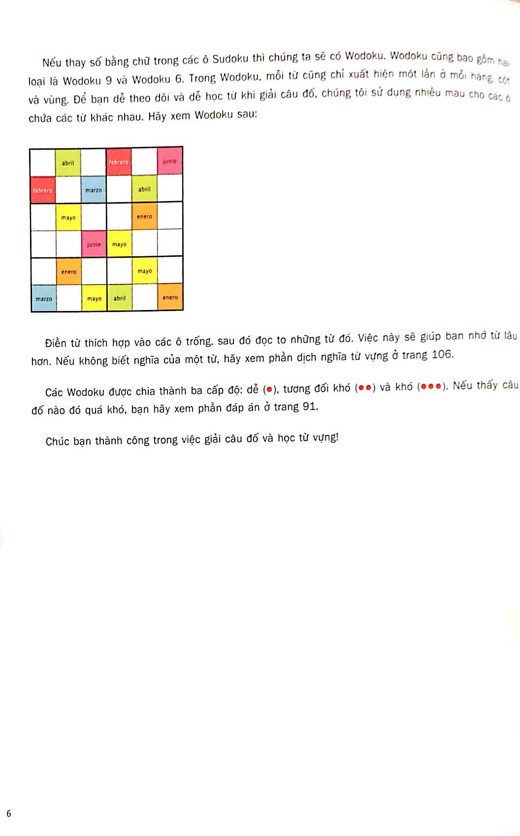 espanol wodoku (a1-a2) - vui học từ vựng với ô chữ sudoku