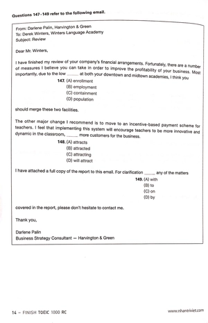 finish toeic 1000 lc reading comprehension