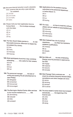 finish toeic 1000 lc reading comprehension