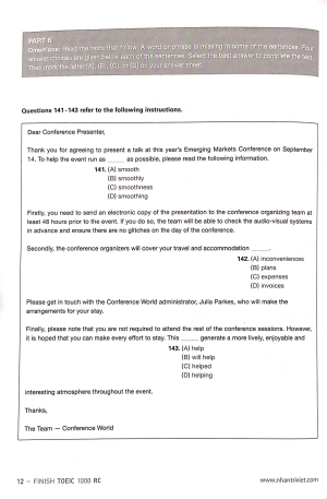 finish toeic 1000 lc reading comprehension