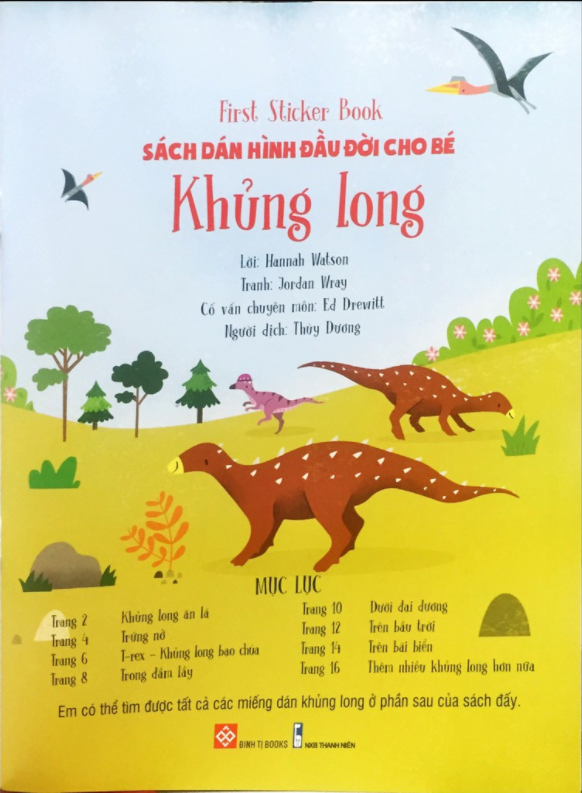first sticker book - sách dán hình đầu đời cho bé - khủng long