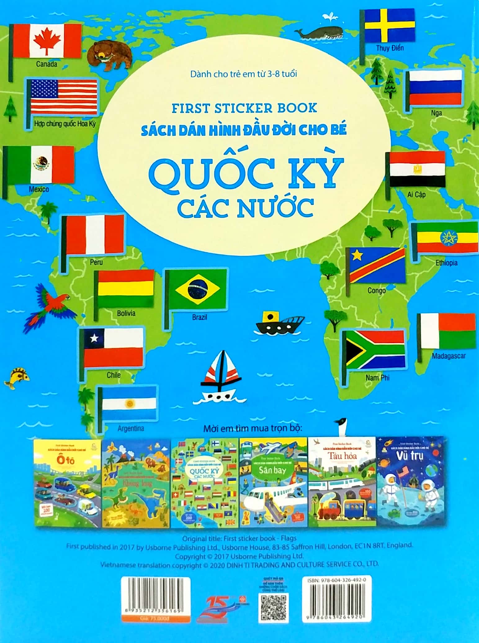 first sticker book - sách dán hình đầu đời cho bé - quốc kỳ các nước