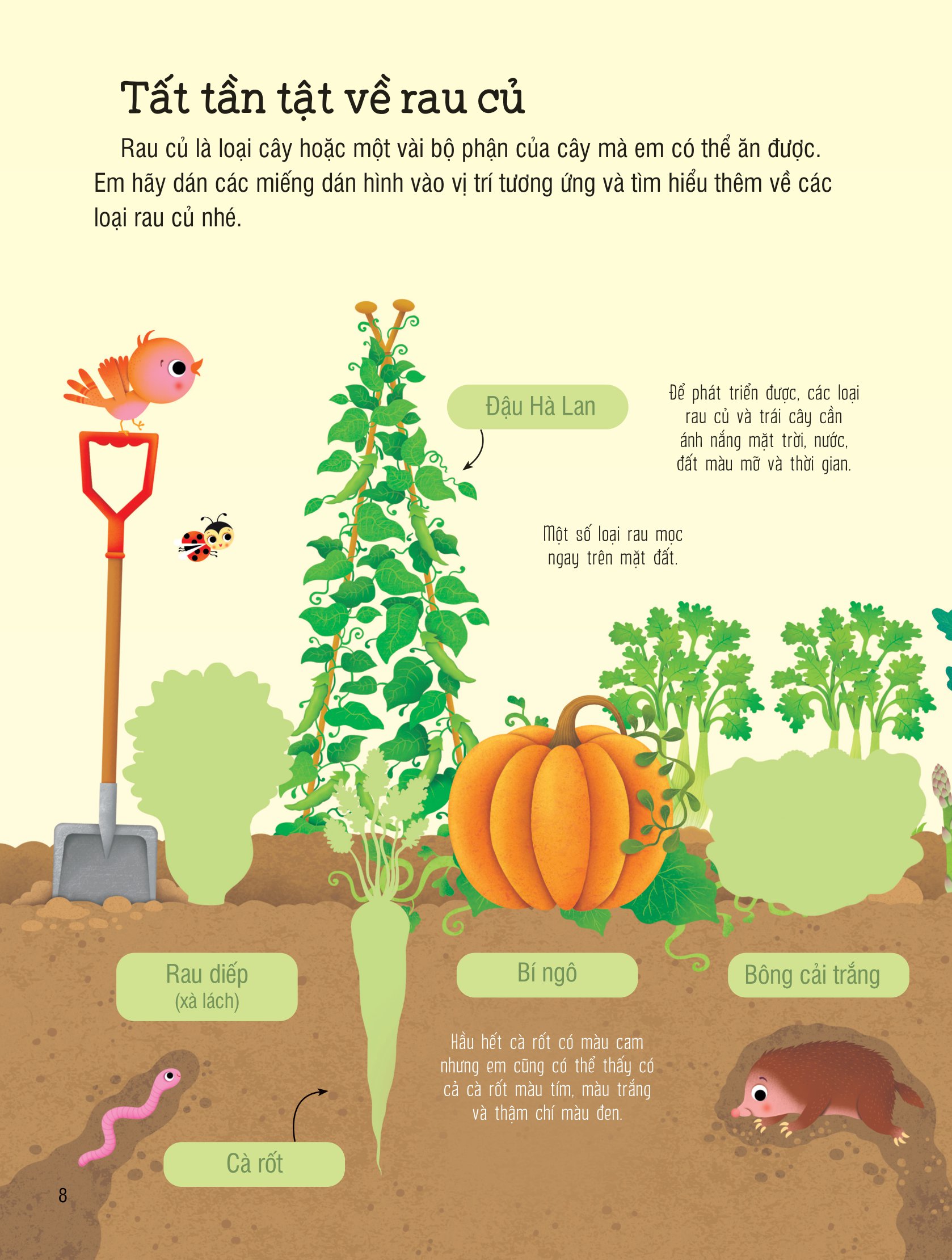 first sticker book - sách dán hình đầu đời cho bé - trái cây và rau củ