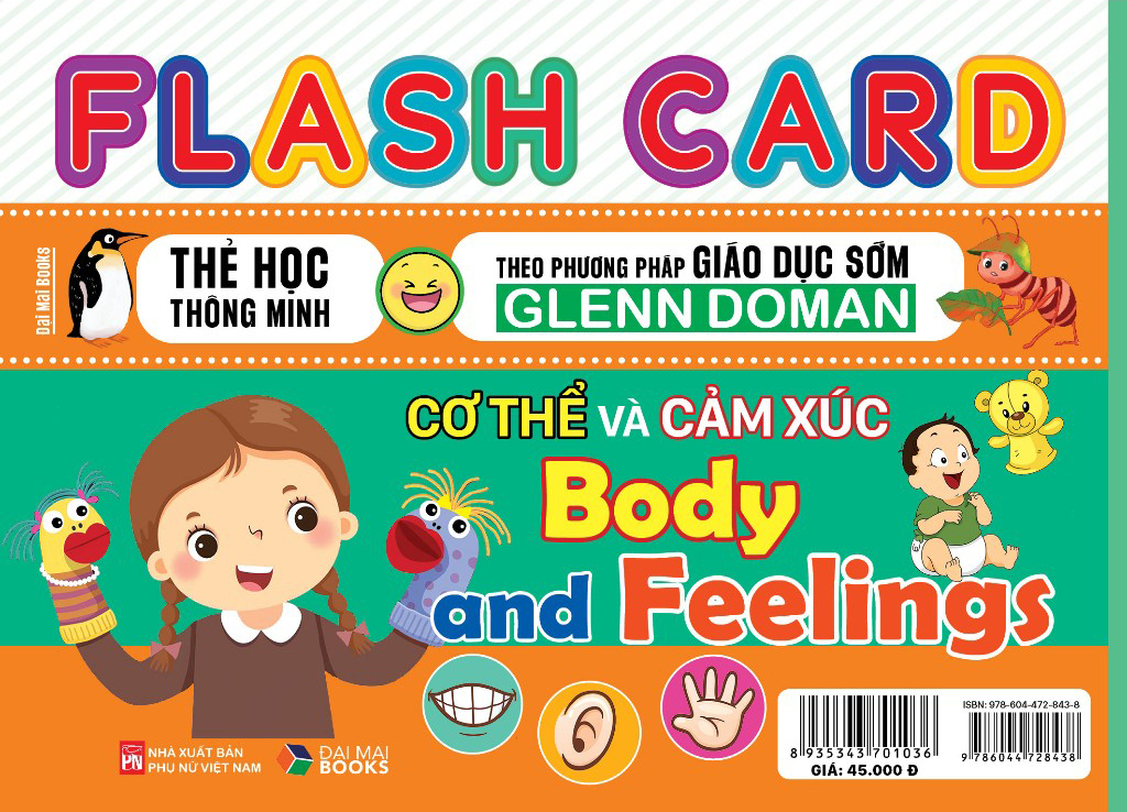 flash card - thẻ học thông minh theo phương pháp giáo dục sớm glenn doman - cơ thể và cảm xúc - body and feelings