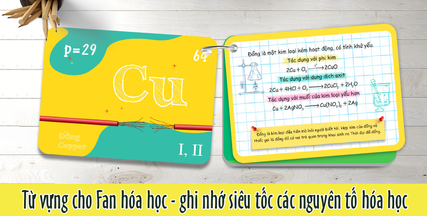 flashcard vui học hóa: nguyên tố - hợp chất hóa học