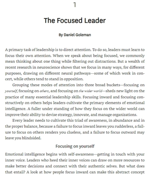 focus (hbr emotional intelligence series)