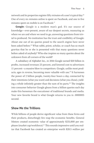 four : the hidden dna of amazon, apple, facebook, and google