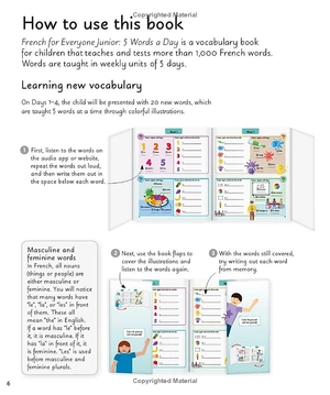 french for everyone junior 5 words a day: learn and practise 1,000 french words