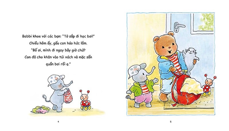 gấu bobbi học bơi