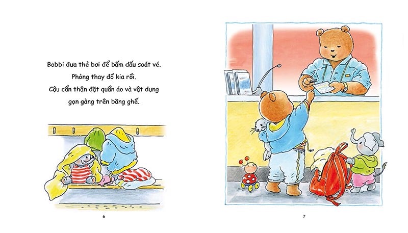 gấu bobbi học bơi