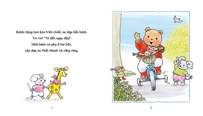 gấu bobbi tập đạp xe