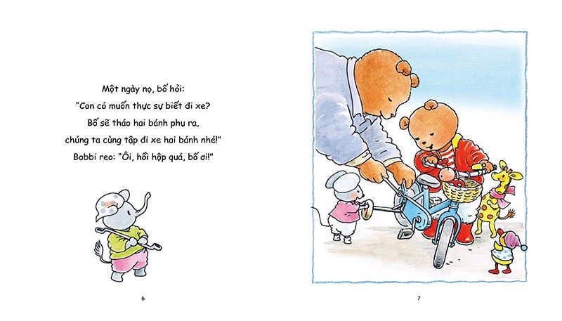 gấu bobbi tập đạp xe