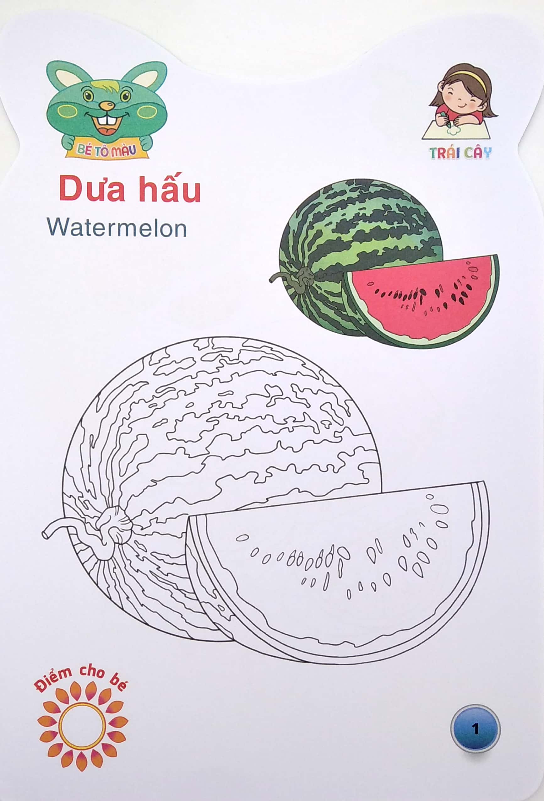 gấu con khéo tay - bé tô màu: trái cây