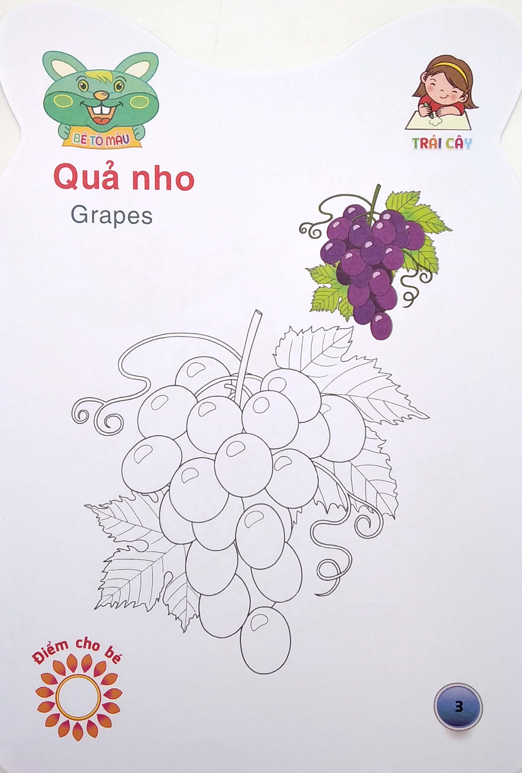 gấu con khéo tay - bé tô màu: trái cây